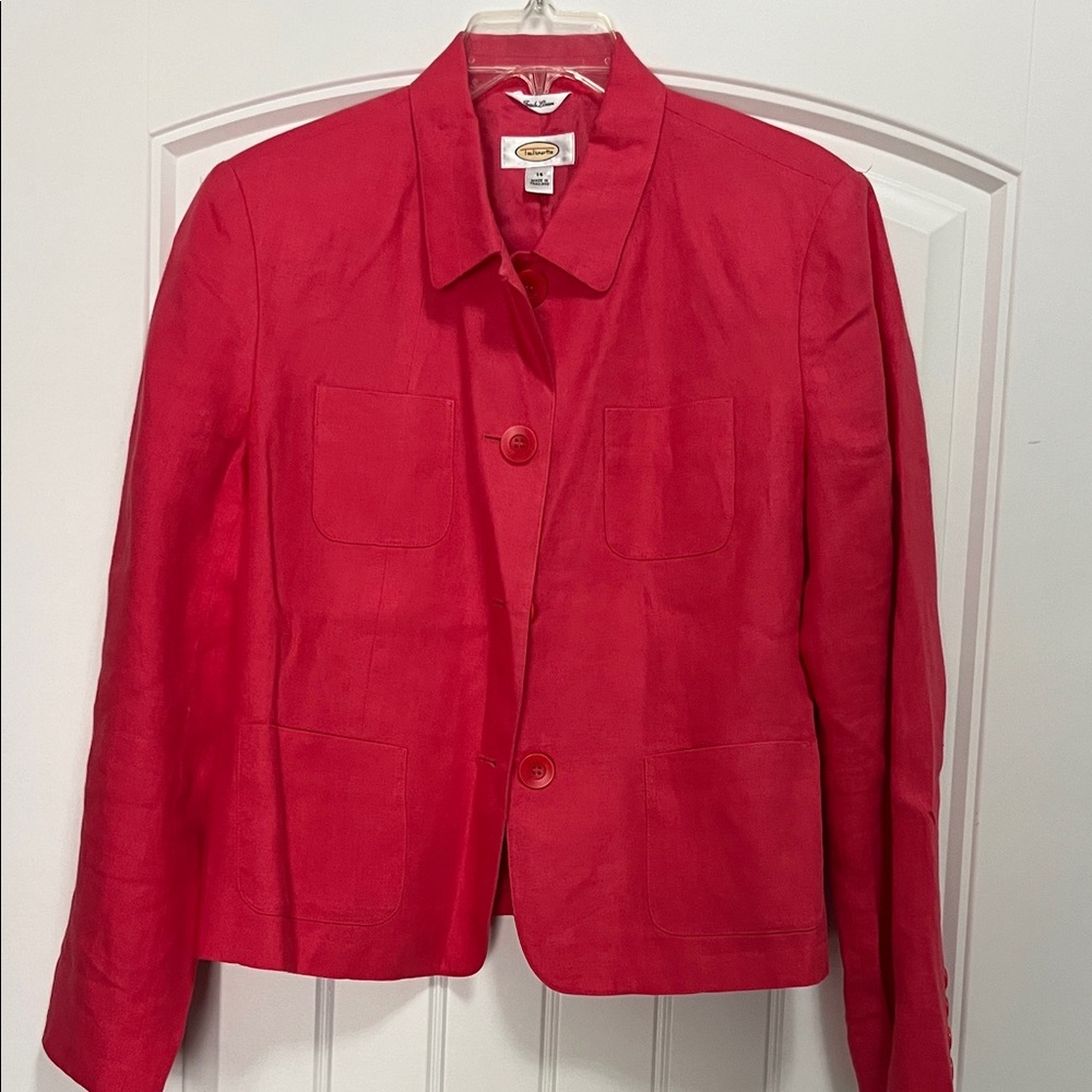 Talbots Bright Red Linen Blazer